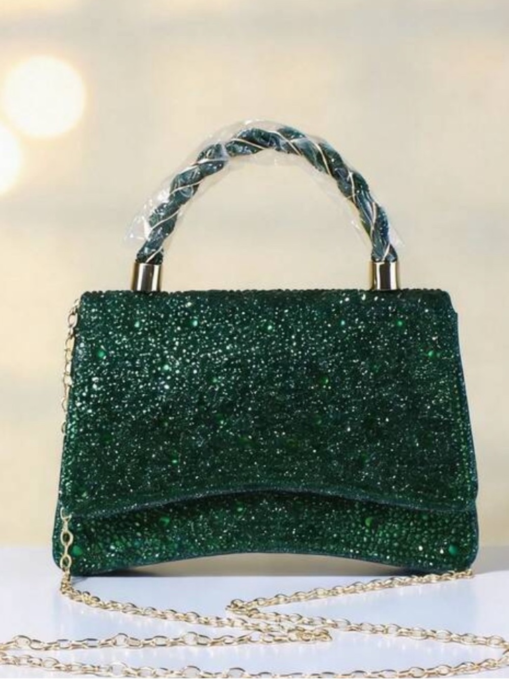 Elegant Sequin Top-Handle Bag in Fuchsia Pink - Picture 10 of 16